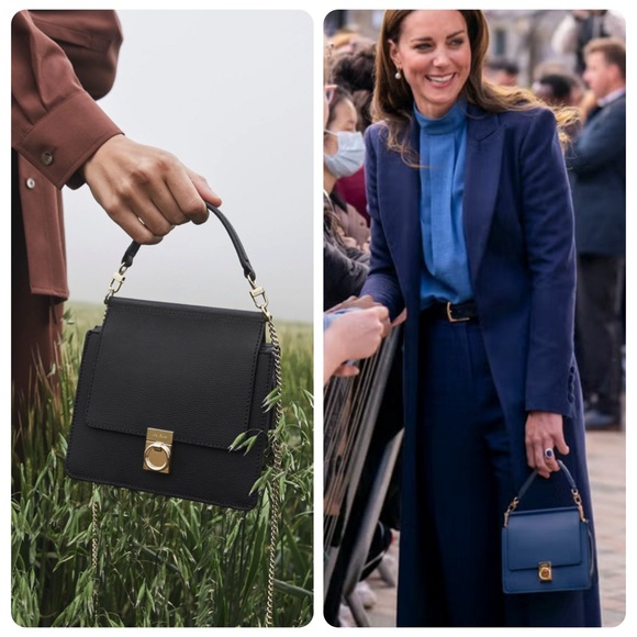 SOLD ❤️polene Numéro Sept Mini smooth leather chain crossbody top handle bl - Picture 4 of 17